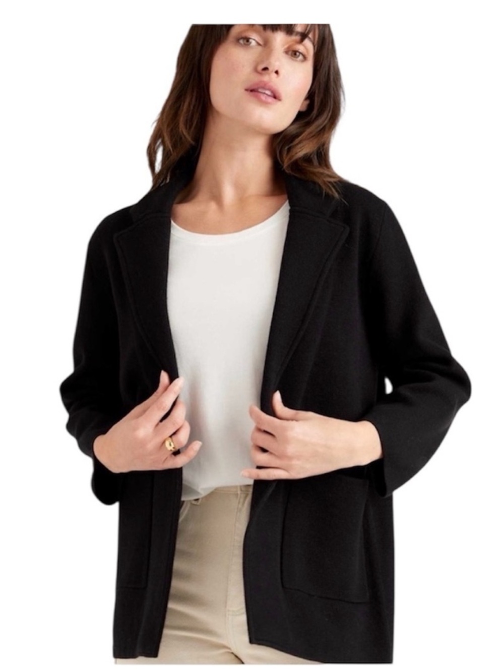 Quince 100% Organic Cotton Knit Blazer Black XS